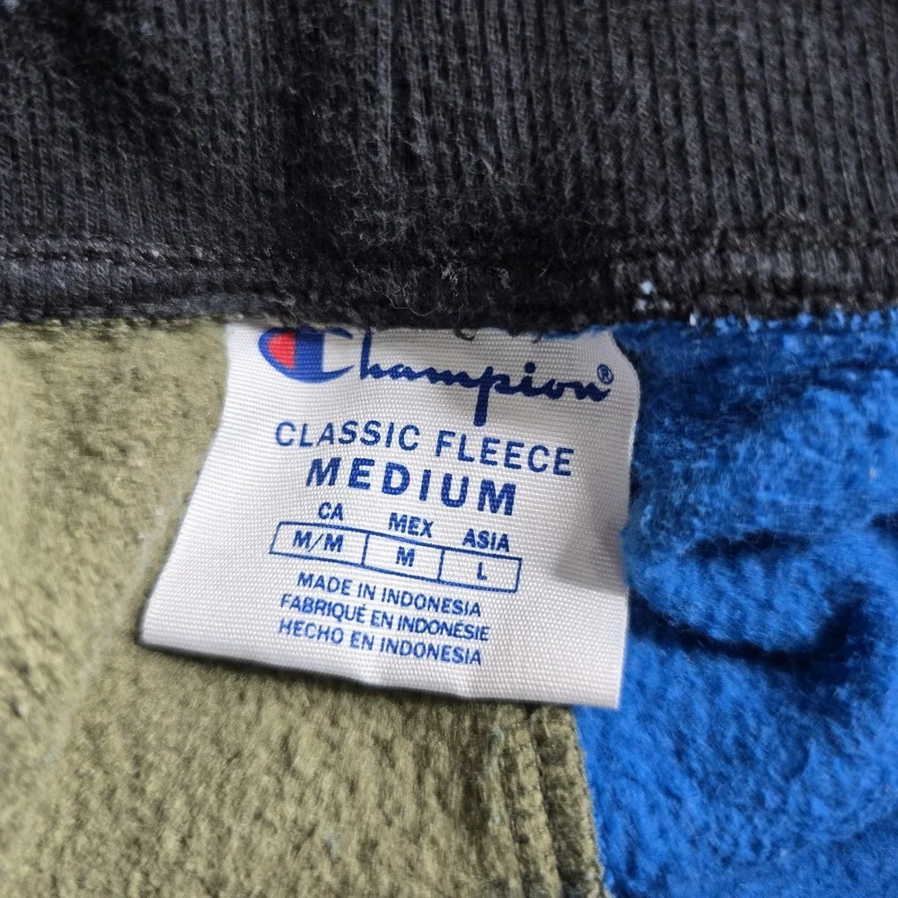 Champion Color Block Reverse Weave Jogger Sweatpant Mens M Blue Green 30